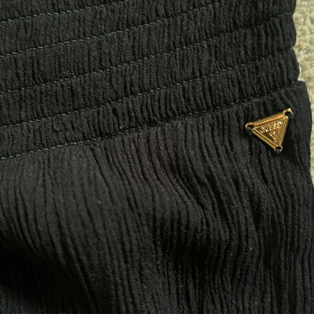 Guess Los Angeles Smocked Waist Wide Leg Rayon Pants Black Size XS Rave Witchy - Picture 5 of 5